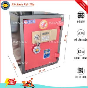 Két Sắt Điện Tử VE68, Đen Đỏ, Việt Tiệp, Nặng 60kg.