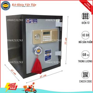 Két Sắt Điện Tử VE68, Đen Ghi, Việt Tiệp, Nặng 60kg.