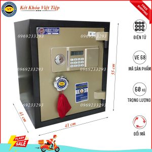 Két Sắt Điện Tử VE68, Đen Vàng, Việt Tiệp, Nặng 60kg.