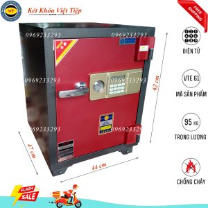 Két Sắt Điện Tử VTE61, Đen Đỏ, Việt Tiệp, Nặng 95kg (Pin Ngoài)