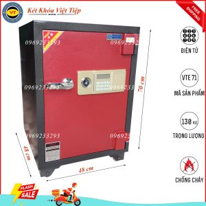 Két Sắt Điện Tử VTE71, Đen Đỏ, Việt Tiệp, Nặng 130kg (Pin Ngoài)