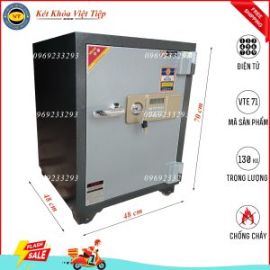 Két Sắt Điện Tử VTE71, Đen Ghi, Việt Tiệp, Nặng 130kg (Pin Ngoài)
