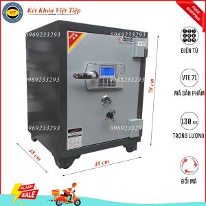Két Sắt Điện Tử VTE71, Đen Ghi, Việt Tiệp, Nặng 130kg (Pin Trong)
