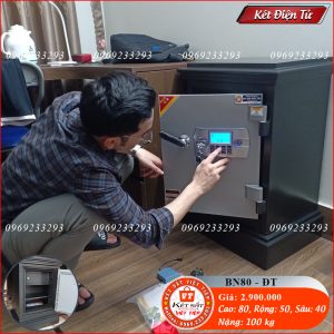 Két Sắt Điện Tử BN80-DT, Đen Ghi, Việt Tiệp, Nặng 100kg, Két Sắt Bắc Ninh, Két Sắt Việt Tiệp Bắc Ninh.