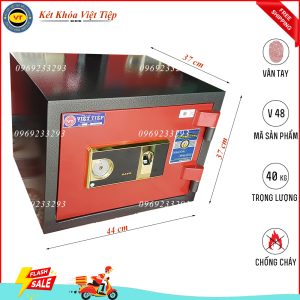 Két Sắt Vân Tay V48, Đen Đỏ, Việt Tiệp, Nặng 40kg - Két Sắt Bắc Ninh