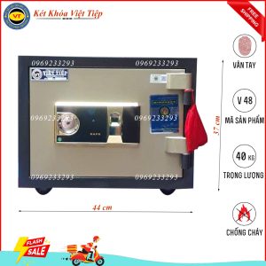 Két Sắt Vân Tay V48, Đen Vàng, Việt Tiệp, Nặng 40kg - Két Sắt Bắc Ninh