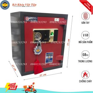 Két Sắt Vân Tay V68, Đen Đỏ, Việt Tiệp, Nặng 60kg.