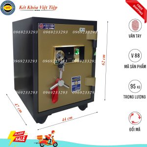 Két Sắt Vân Tay V88, Đen Vàng, Việt Tiệp, Nặng 95kg.